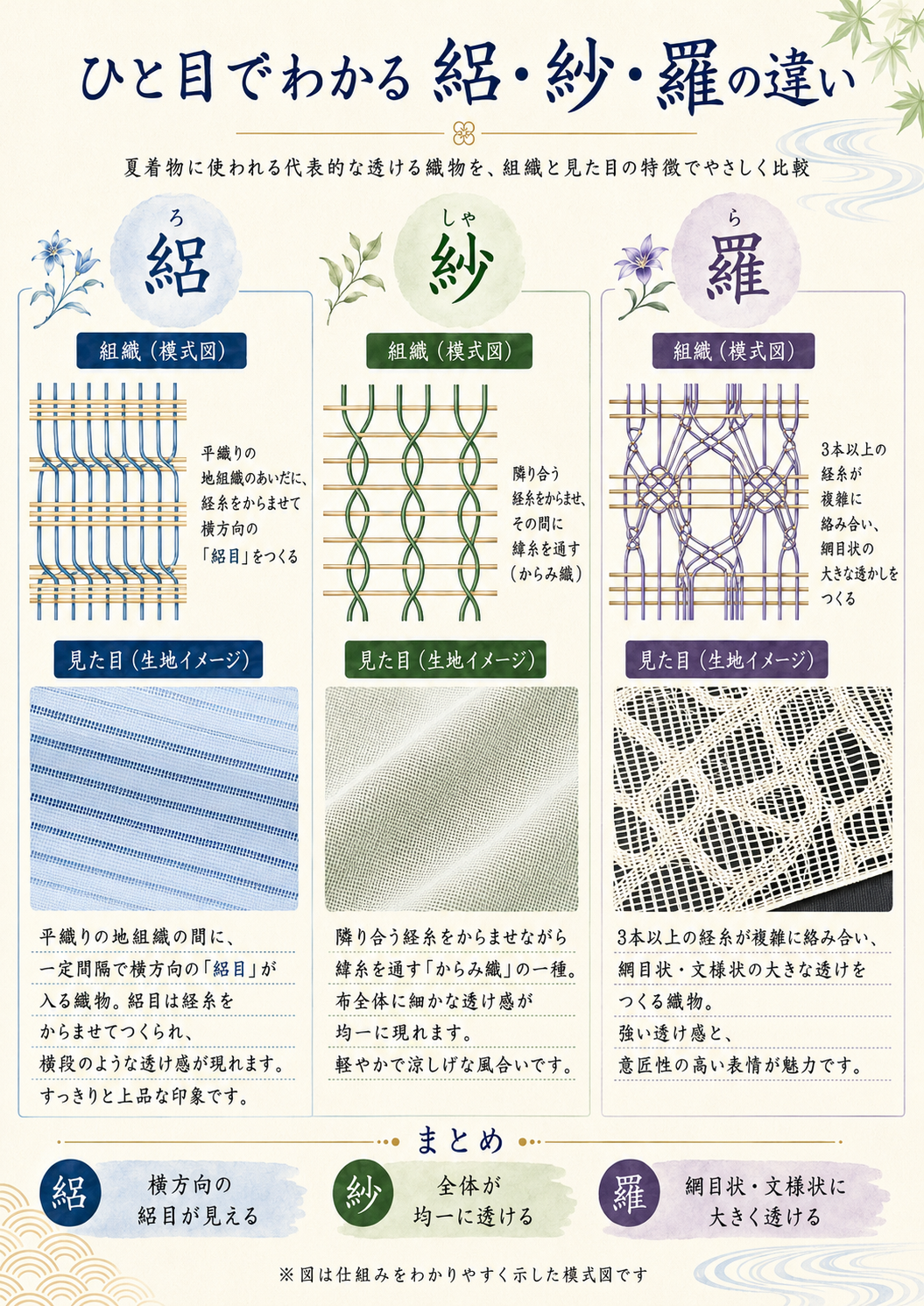 なぜ夏着物は透けるのか — 絽・紗・羅、織りで読み解く「涼」の正体